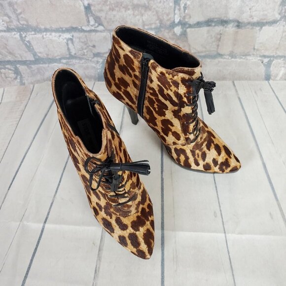 Steve Madden Sesto Leather Leopard Print Stiletto Ankle  Bootie 7 1/2 - Picture 5 of 15